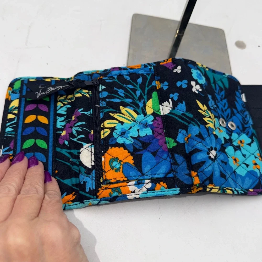 Vera Bradley Euro Wallet in the Midnight Blues pattern.